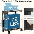Adjustable Computer Tower Stand with Charging Station & Pegboard,Brown - Image 3