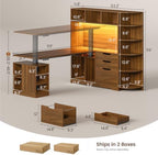 SEDETA 59" L Shaped Standing Desk with 3 Drawers Storage and Bookshelves - Image 3
