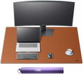 Vyaaa Leather Desk Pad, 40“ x 24” XXL Large Desk Mat, Large Mouse Pad on Top of Desks for Computer, Gaming, Home or Office (Brown) by Vyaaa