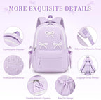 4PCS Bow Backpack for Girls with Leakproof Bento Box - Image 4