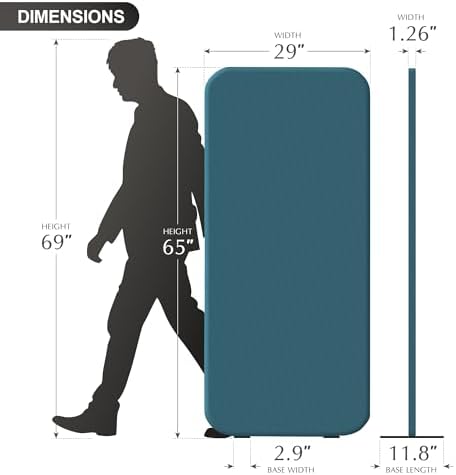 DECOLAB Freestanding Room Partition, Indoor Privacy Panel 29"x65", Sapphire - Image 6