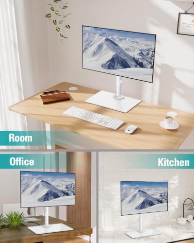 MOUNT PRO Single Monitor Stand Fits Max 32 inch Screen, Free-Standing Computer Desk Stand, Display Mount with Height Adjustable, Swivel, Tilt, Rotation, VESA Monitor Stand 100x100, White - Image 6