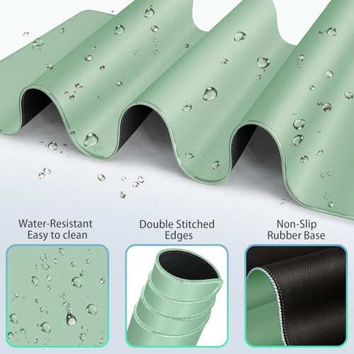 Desk Mat Green, Large Gaming Mouse Pad with Wrist Rest, 4in1 XXL - Image 3