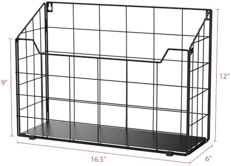 Univivi 3 Pack Wall File Organizer Rack 16.5 in Hanging File Holder, Black - Image 2