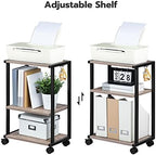 HOOBRO Mobile Printer Stand, 3-Tier Printer Cart Under Desk with Storage, Industrial Adjustable Rolling Cart, Sturdy Little Table on Wheels for Home Office BG28PS01N1 - Image 4