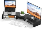 AFOOYO 43.3 Inch Dual Monitor Stand with Laptop Tray & Drawer, 5 Height & 4 Angle Adjustable Ergonomic Computer Riser, MDF Desk Shelf for MacBook Dell HP Lenovo 10-17.3" Laptops, Black by AFOOYO