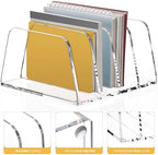 YUXUN Acrylic File Sorter,6.9"x6.6"x3.74",4 Sections Vertical Desk Organizer,Clear Mail Organizer File Holder Stand Rack Desk Accessories for Mail,Envelope,Letter,Notebook for Home/Office/Classroom - Image 7