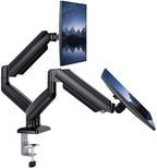 HUANUO Dual Monitor Mount for 2 Monitors up to 30 inches, Each Arm Holds Max 22lbs, Dual Monitor Stand with Advanced System, Height-Adjustable/Tilt/Swivel/Rotate, VESA Standard 75mm or 100mm by HUANUO