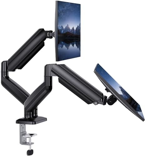 HUANUO Dual Monitor Mount for 2 Monitors up to 30 inches, Each Arm Holds Max 22lbs, Dual Monitor Stand with Advanced System, Height-Adjustable/Tilt/Swivel/Rotate, VESA Standard 75mm or 100mm by HUANUO