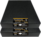 Lineco Drop Front Archival Storage Box, 16.75x20.75x3 in, Black, 2 Pack by Lineco