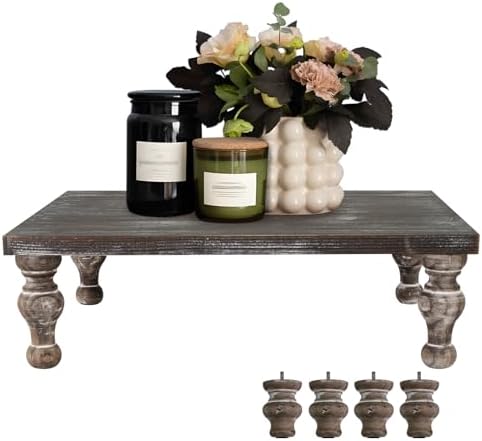 MAONAME Wood Display Risers Distressed, Vintage Brown Wooden Pedestal Stand by MAONAME