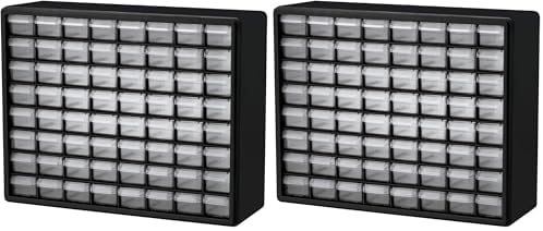 Akro-Mils 64-Drawer Plastic Storage Cabinet, 20-Inch W x 6-Inch D x 16-Inch H | Black | Model 10164 | Garage Organization by Akro-Mils