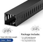 1.4"H x 1.6"W Cable Raceway, 12ft Under Desk Wire Management Channel, Black - Image 4