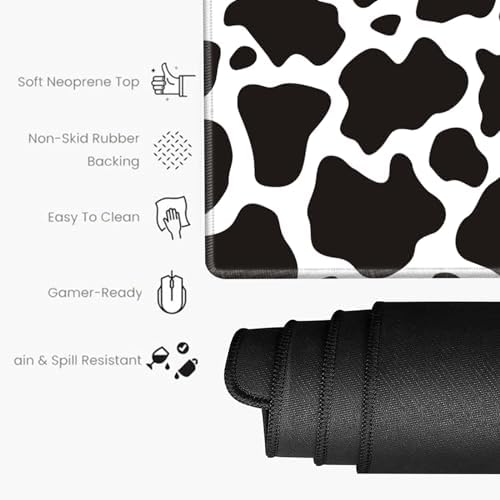 Gaming Mouse Pad 48x24 Desk Mat Giant Mousepad Large Desk Pad Cow Print Full Mouse Mat XXXL Computer Mat for Protector Desktop Wireless - Image 3