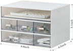 MILULUGO Desk Organizer with 6 Drawers, Makeup Organizer, Plastic Cosmetic Organizer, Bathroom Organization Boxes, Desktop Storage Box(White) - Image 3