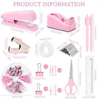 Gawsey Desk Organizers and Accessories with Desk Organizer 360° Rotating Pen Holder and Office Supplies, Cute Stationery Supplies Set (Pink) - Image 4