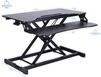 Rocelco Standing Desk Converter and Floor Mat - 31.5 Inch Sit Stand Up Dual Monitor Tabletop Riser with Tablet Mount, Height Adjustable Workstation - Deep Keyboard Tray - Black (R VADRB-MAFM) - Image 3