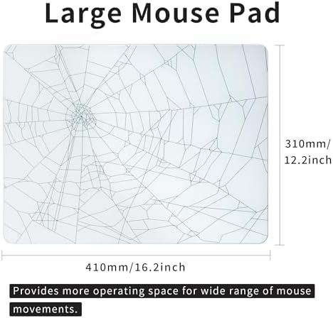 XVX Glass Mousepad for Gaming, White Spider Webs Hard Gaming Mouse Pad, Professional Large Mouse Mat 16.2" x 12.2", Special Glass Surface with Improved Precision and Speed - Image 2
