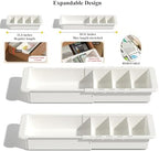 YOOUSOO Expandable Drawer Organizer, 2 PCS Adjustable Drawer Organizer Trays, Drawer Dividers Organizers and Storage For Office Supplies, Pens, Makeup,Utensils, Tools, Flatware and Junks, White - Image 5
