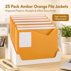 Sabary 25 Pack Poly File Jacket 1" Expansion Pocket Write-on, Orange - Image 5