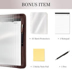 Leathario Portfolio Binder, Padfolio Organizer, 3 Ring Binder with Zipper - Image 6
