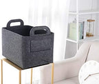 Minoisome Storage Basket Felt Storage Bin Collapsible& Convenient Box Organizer with Carry Handles for Office Bedroom Closet Babies Nursery Toys Laundry (Dark grey, 15.7inch（L）×11inch（W）×10inch（H）) - Image 4