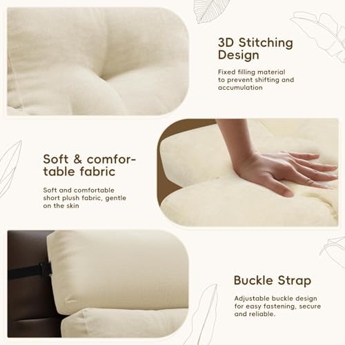 2 Piece Neck Pillow and Lumbar Support Back Cushion Set for Recliner, Beige - Image 3