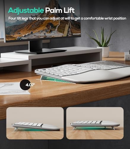 Nulea RT07B Wireless Ergonomic Keyboard - Split Keyboard, Wrist Rest, Natural Typing, Bluetooth and USB Connectivity, USB-C Rechargeable,Compatible with Windows Mac (Grey White) - Image 5