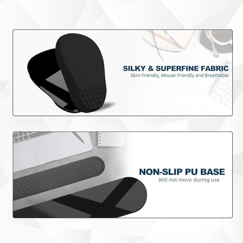 Ergonomic Mouse Pad and Keyboard Wrist Rest with Massage Design, Space-Saving Mouse Pad Wrist Support, Memory Foam Wrist Rest with Non-Slip PU Base for Computer Desk, Black - Image 5