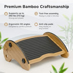 Bamboo Foot Rest for Under Desk at Work, Adjustable Foot Stool, 2-in-1 Reversible Rocking Footrest, Static Leg Rest, 16in Wide Surface, Non-Slip Breathable Pad, Home Office Ergonomic Support at Work - Image 6