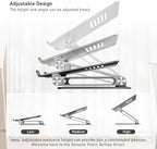BoYata Laptop Stand, Adjustable Metal Desktop Riser, Up to 15 Inches, Gray - Image 5