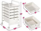 Rolling Storage Cart with Drawers 5-Tier Lock Wheels Office White - Image 3