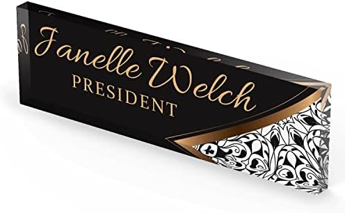 Artblox Personalized Office Desk Name Plate and Business Card Holder | Clear Acrylic Glass with Teak Wood Stand | Profesional Design Customized with Your Name and Credentials Office Desk Decor - Image 3