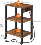 HOOBRO 3-Tier Printer Stand with Charging Station, Under Desk Printer Table, Printer Cart with Storage Shelves, Shelf for Small Spaces, for Home Office, Rustic Brown and Black BF63UPS01 - Image 6