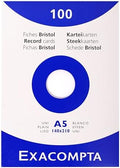 Exacompta 10 Cases 100 Index Cards Plain White 148 x 210 mm by +Office+Supplies