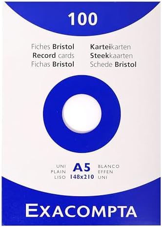 Exacompta 10 Cases 100 Index Cards Plain White 148 x 210 mm by +Office+Supplies