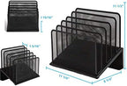 1InTheOffice Metal Mesh File Organizer, Black Wire Mesh 5 Section Incline Sorter, Black Finish - Image 5