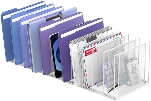 File Organizer for Desk, 11-Section Vertical File Sorter, Paper Holder Organizer Standing Metal File Folder for Office Home Classroom, White by JMHUD