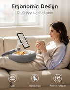RIWUCT Tablet Pillow Stand for Bed, [Adjustable & Stable] Kindle Holder for 5-12.9" Phone/iPad/Tablet/E-Reader with 360° Rotating Clip & Snack Bowl, for iPad Stand Hands-Free Reading on Bed/Sofa, Gray - Image 3