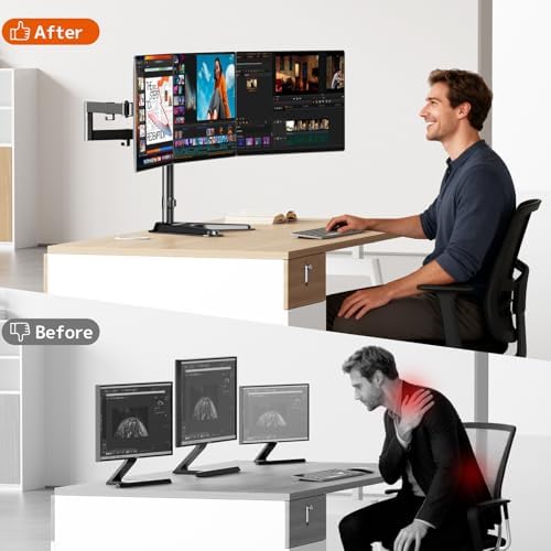 Triple Monitor Stand, Full Motion Arm Fits up to 27 inch - Image 6