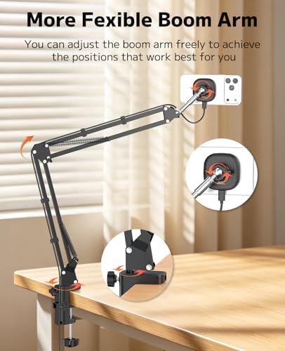 VRIG Magnetic Wireless Charger Phone Holder for Bed Desk, Flexible Articulating Table Mount, Overhead Stand Compatible with iPhone 17/16/15/14, Great for Video Recording, Zoom Meeting, Live Streaming - Image 4