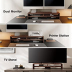 Fenge 31.5 Inch Dual Monitor Stand Riser for Desk, Brown - Image 6