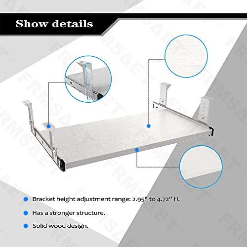 FRMSAET Under Desk 20/24/30 inch Keyboard Drawer Platform (20 in, White) - Image 2