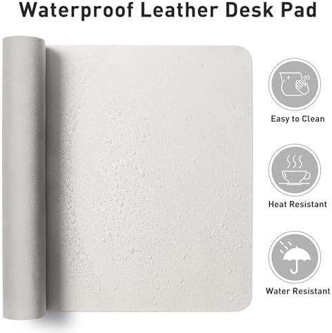 Aothia Faux Leather Desk Mat – Large Mouse Pad, Non-Slip PU Leather Blotter, Waterproof Writing Surface for Office and Home (Off-White, 47.2" x 23.6") - Image 6