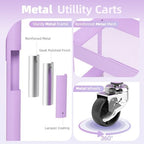 KINGRACK 3 Tier Metal Rolling Cart with Drawer, Purple Utility Storage Cart - Image 4