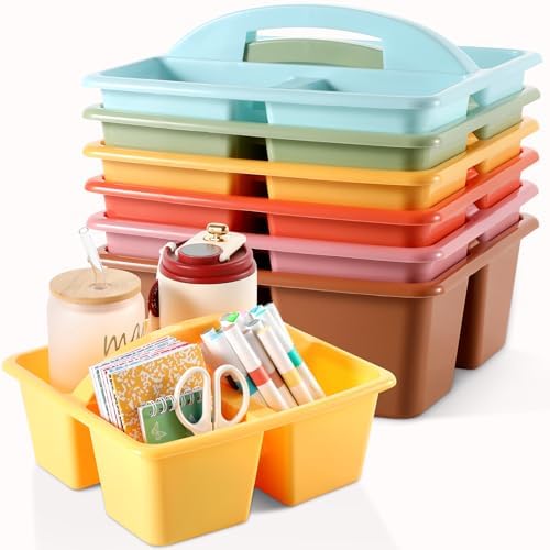 6 Pack Plastic Classroom Organizer Caddy with Handle, Boho by Yakydesign