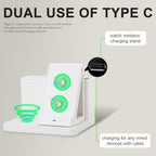 LADSTAG Leather Desk accessories Pen Holder with 3-in-1 Wireless Charger for Phone, Earbuds, Watch Multifunctional Desktop Phone Stand for Office and Home,birthday gifts,gifts for him (white) - Image 4