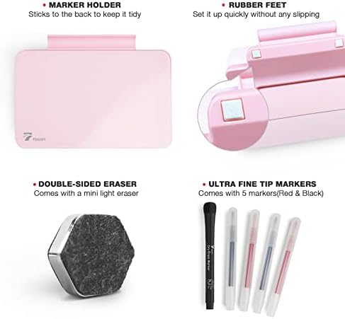 Pink Desktop White Board Glass with Wireless Charger＆ Small Desktop Dry-Erase Pad Glass whiteboard - Image 6