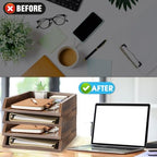 DoubleFill 4 Pcs Wooden Letter Tray 2 Tier Letter-Size Desk Tray, Dark Wood - Image 5
