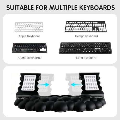 Black Acrylic Keyboard Stand with Wrist Rest，Detachable/Adjustable Width - Image 2
